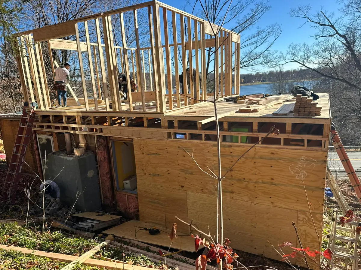 Framing for a home addition by SSKM Construction