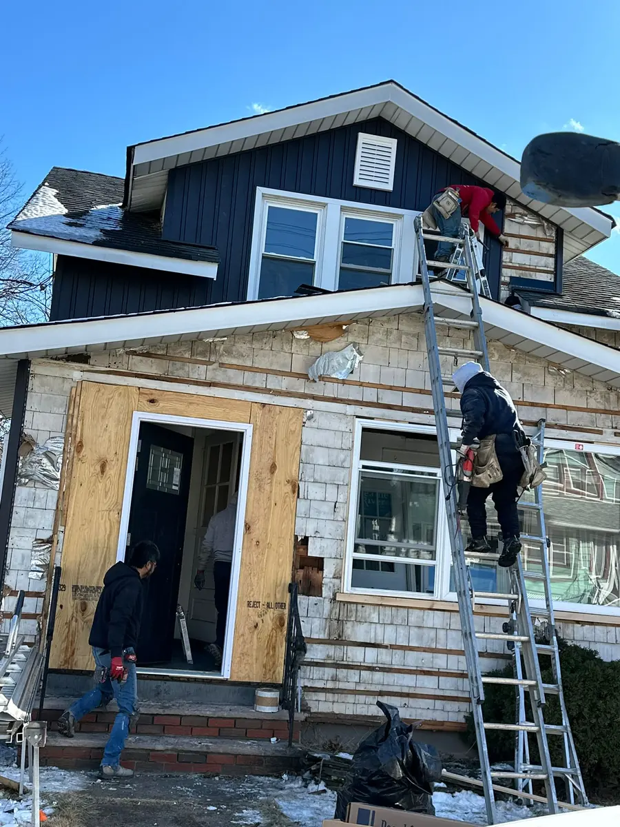 Siding replacement in progress